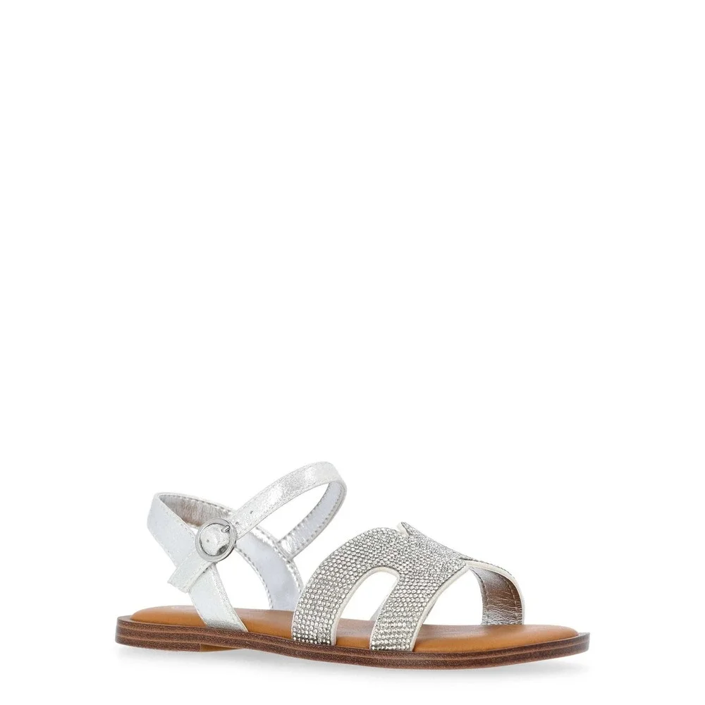 Wonder Nation Rhinestone‎ Sandal 17816917416 Silver Metallic Big Girl Size 5